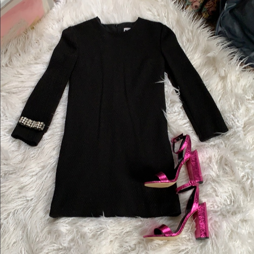 Sz 0 Black Missoni Shift Dress Knit Long Sleeve